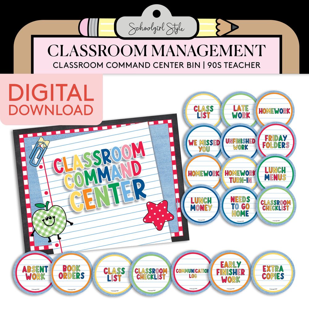Printable Classroom Command Center | 90s Teacher