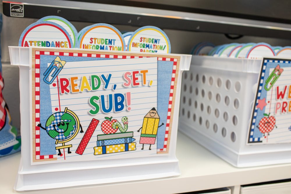 Printable Editable Substitute Teacher Bin | 90s Teacher